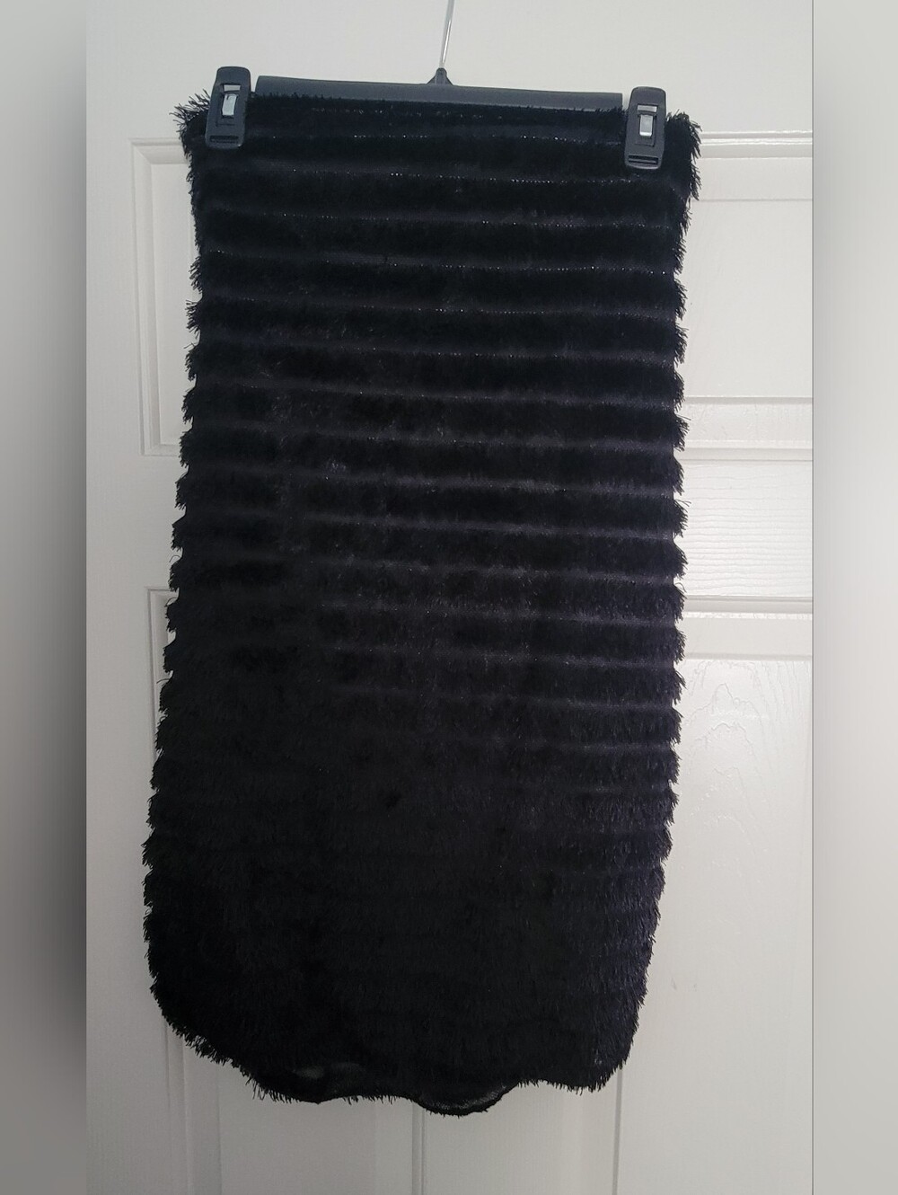 Black Faux Fur Ribbed Strapless Dress